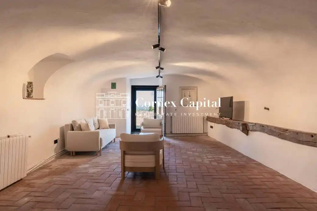Wohnzimmer von Country house zur Miete in Rupià mit Klimaanlage, Heizung und Privatgarten