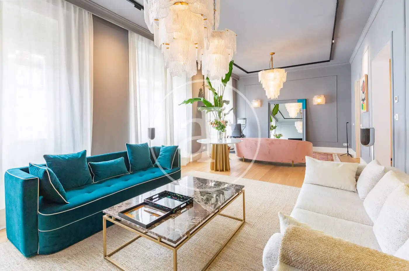 Wohnzimmer von Wohnung zur Miete in Madrid mit Klimaanlage, Heizung und Privatgarten