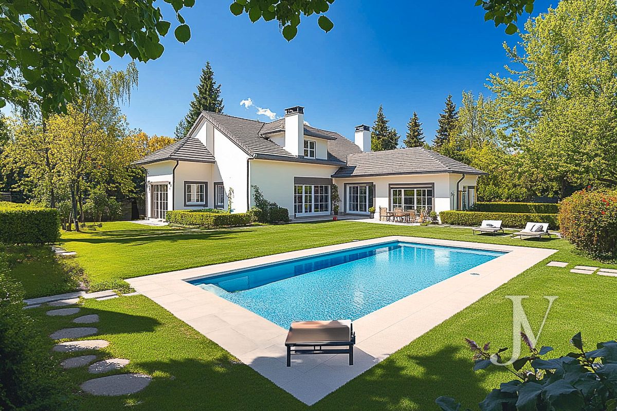 Swimming pool of House or chalet for sale in  Madrid Capital  with Air Conditioner, Heating and Private garden