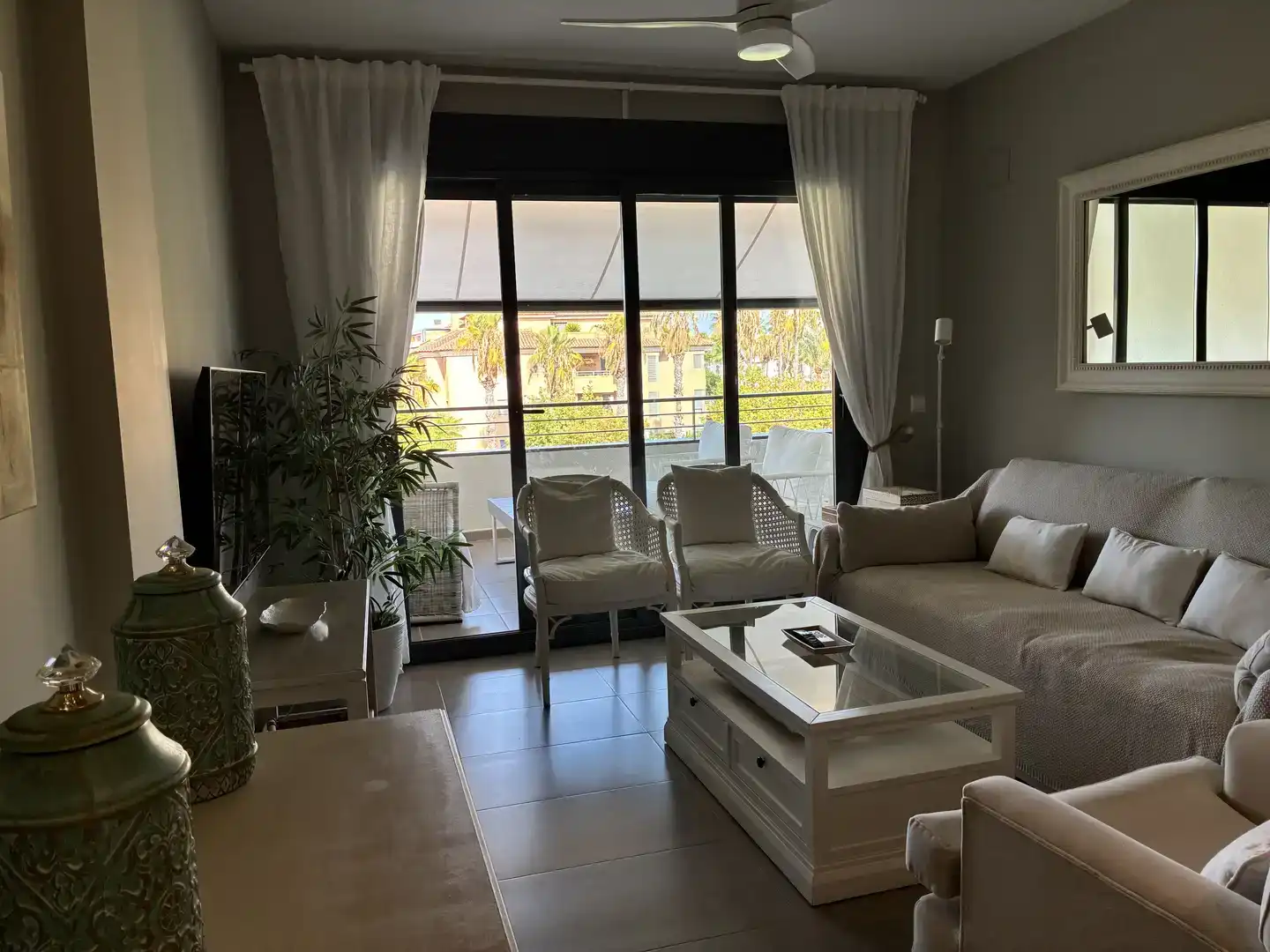 Wohnzimmer von Wohnung zur Miete in Jávea / Xàbia mit Klimaanlage, Terrasse und Schwimmbad