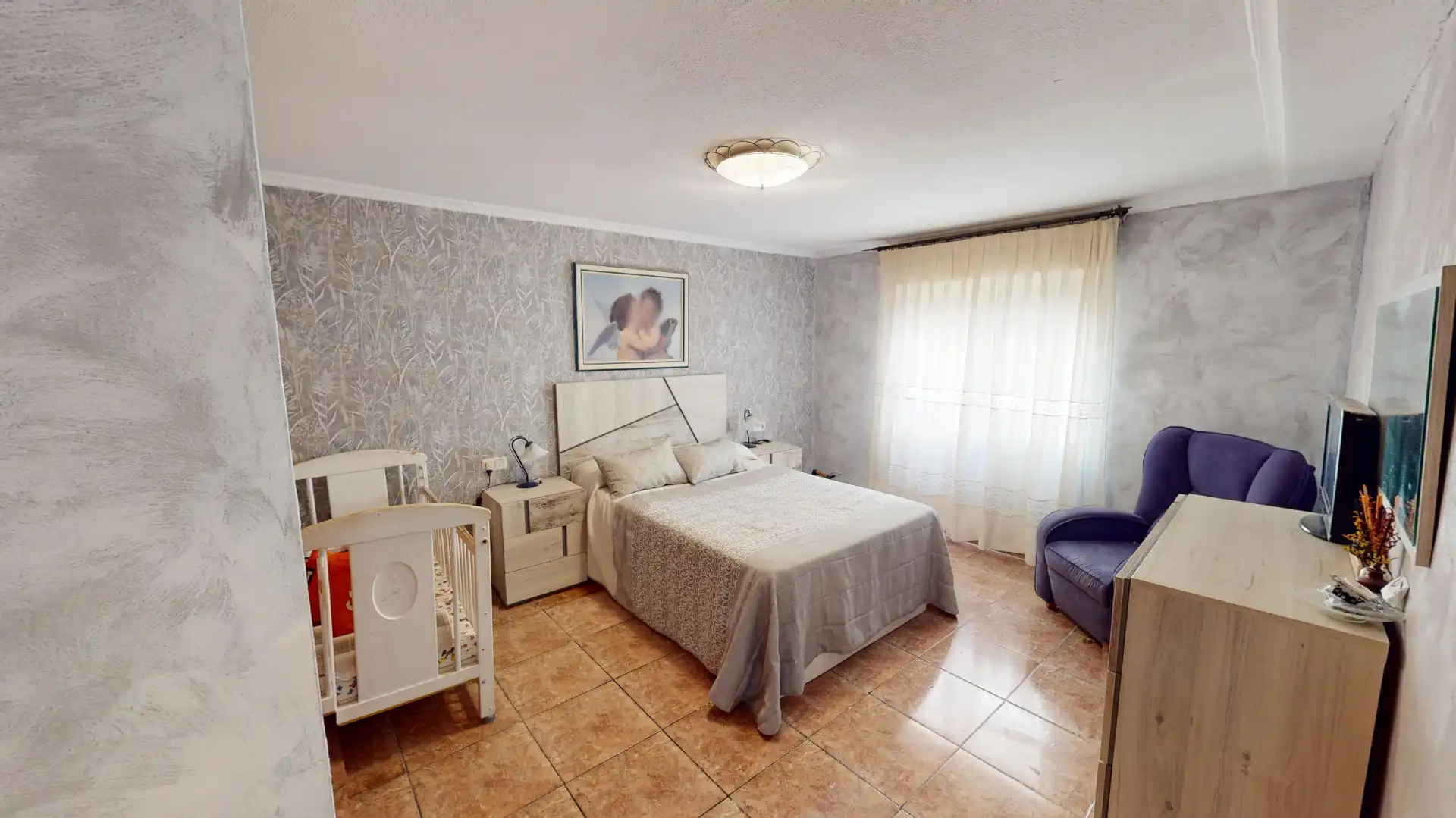 Bedroom of Flat for sale in Elche / Elx  with Air Conditioner, Furnished and Balcony