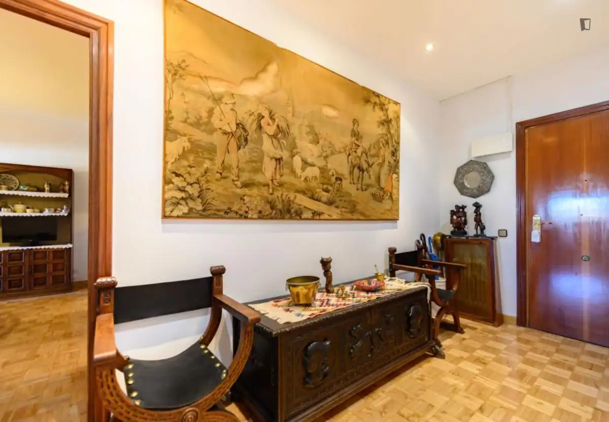 Menjador de Apartament de lloguer en Madrid amb Aire condicionat, Moblat i Forn