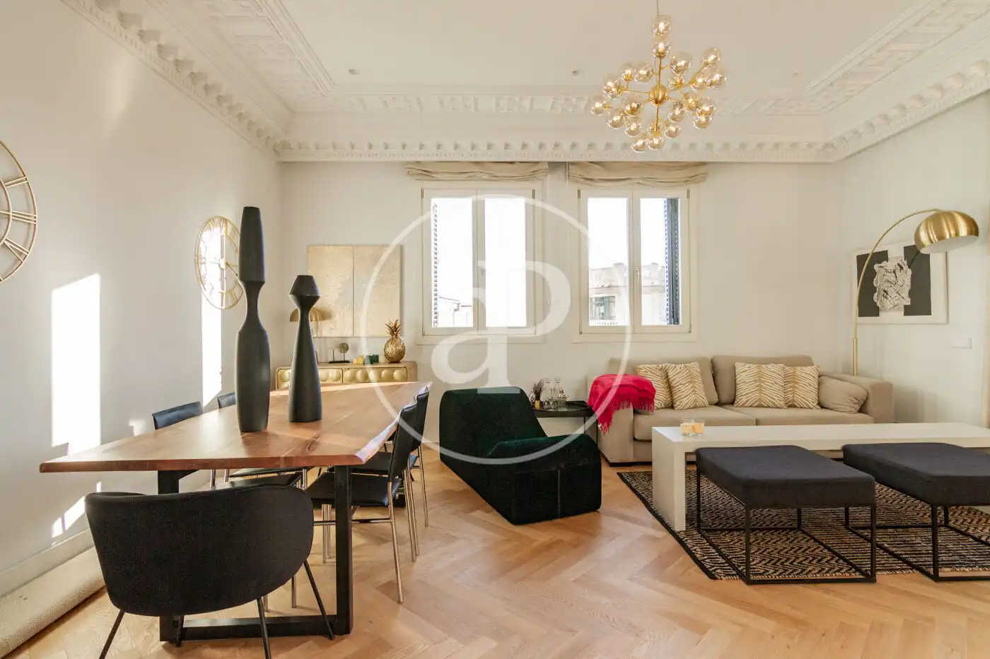 Living room of Flat for rent in Madrid  with Air Conditioner, Heating and Furnished