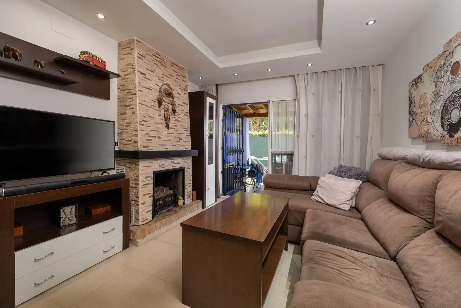 Sala de estar de Apartamento en venta en Mijas con Aire acondicionado, Jardín privado y Terraza