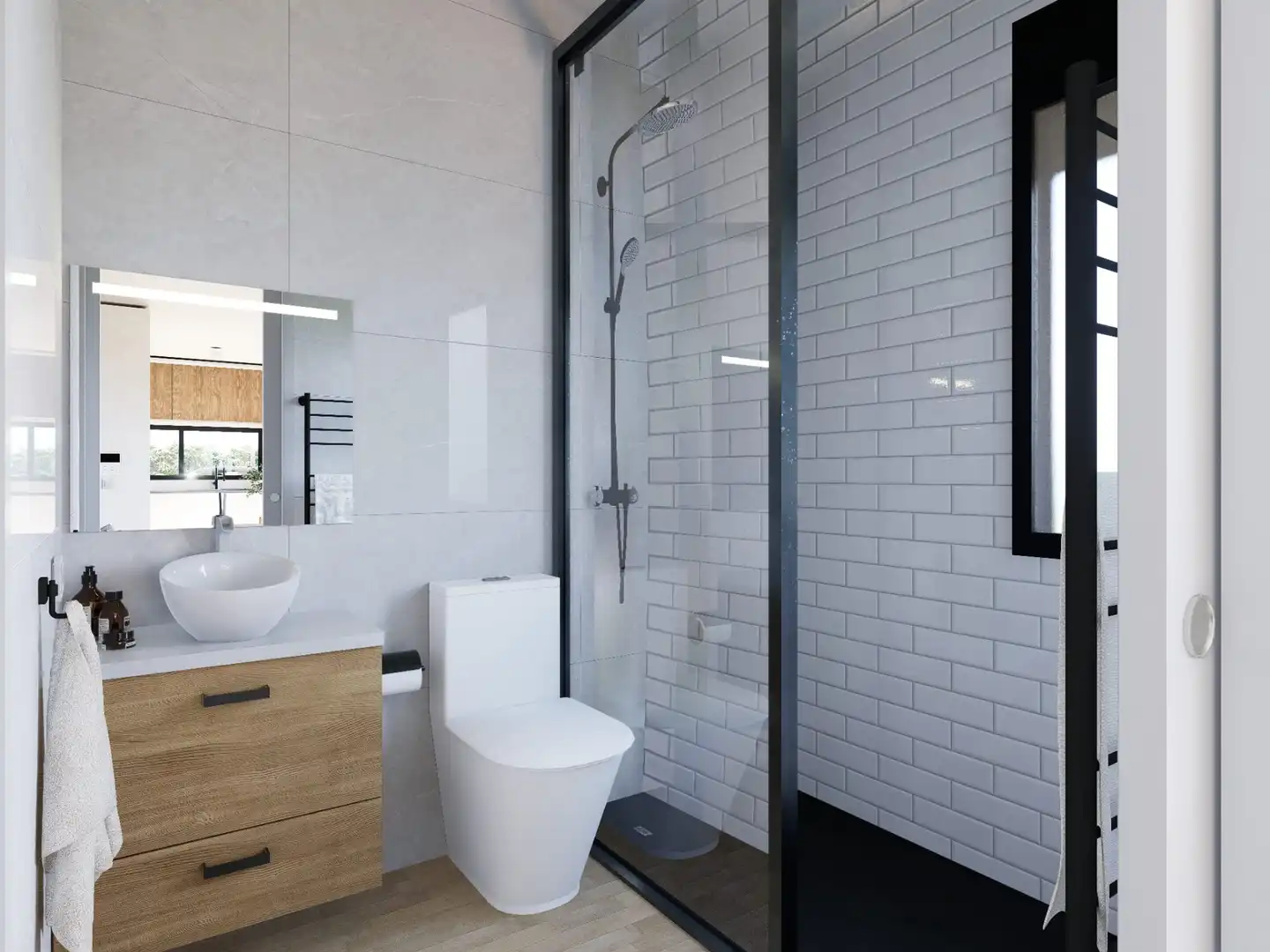 Badezimmer von Einfamilien-Reihenhaus zum Verkauf in Tórtola de Henares mit Klimaanlage, Heizung und Privatgarten