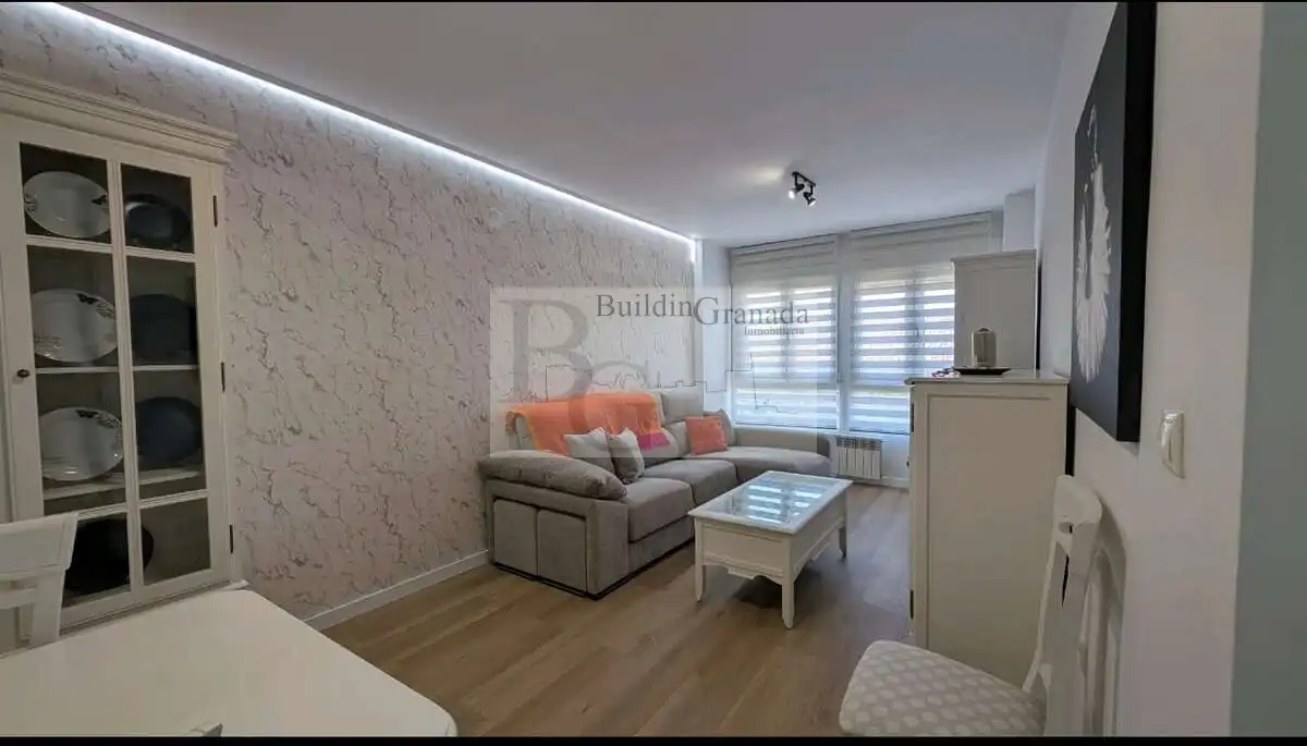 Living room of Flat for rent in Granada  with Heating, Furnished and Balcony