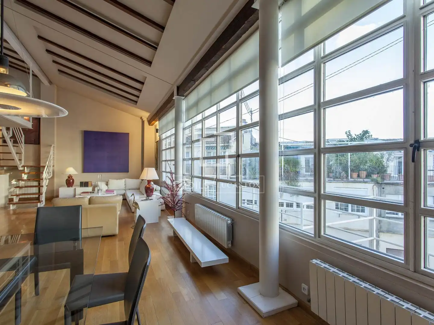 Wohnzimmer von Dachboden zur Miete in Valencia mit Klimaanlage, Heizung und Parkett