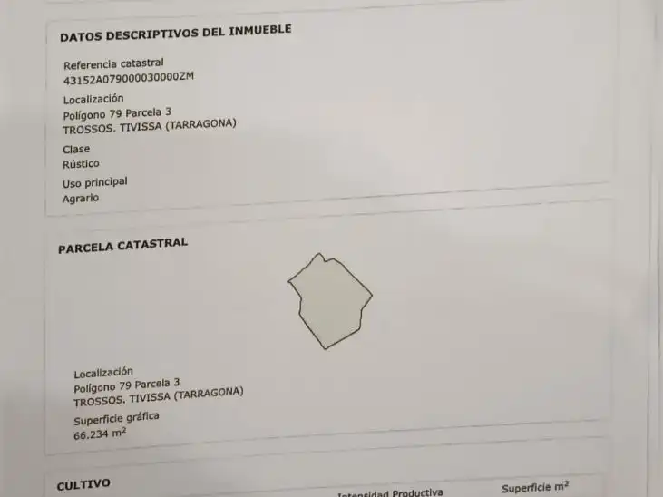 Terreno en venta en Tivissa