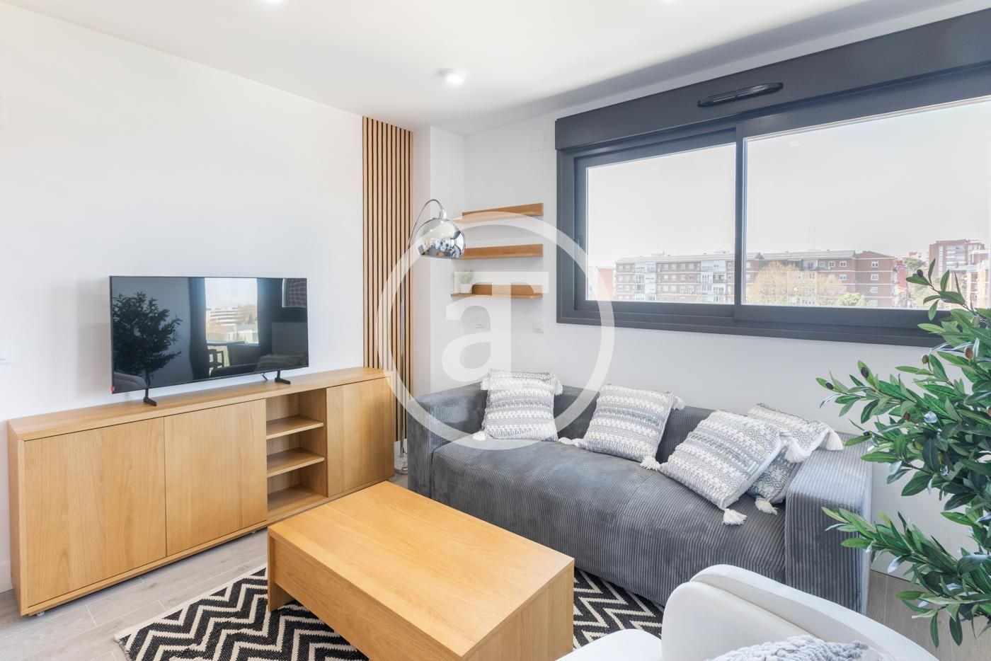 Sala d'estar de Apartament de lloguer en  Madrid Capital amb Aire condicionat, Traster i Moblat