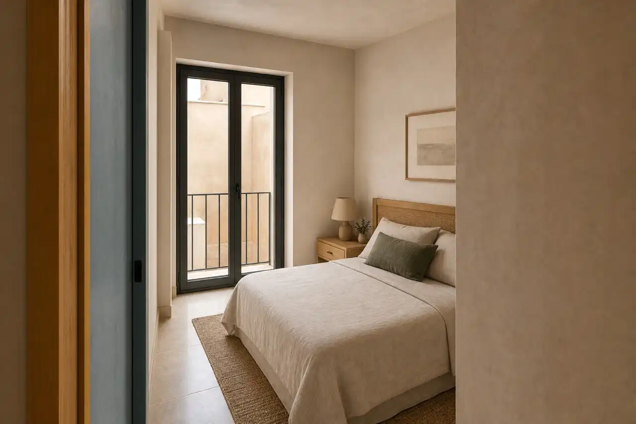 Schlafzimmer von Haus oder Chalet zum Verkauf in  Palma de Mallorca mit Privatgarten, Terrasse und Balkon