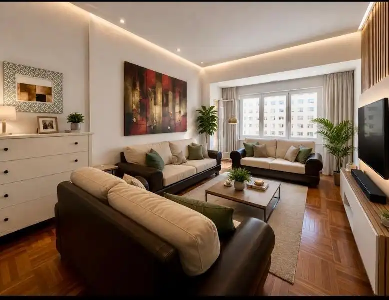 Sala de estar de Piso en venta en  Madrid Capital con Calefacción, Terraza y Amueblado