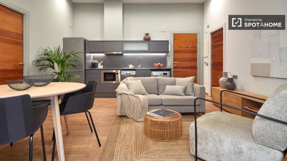 Sala d'estar de Pis de lloguer en  Barcelona Capital amb Aire condicionat, Calefacció i Moblat