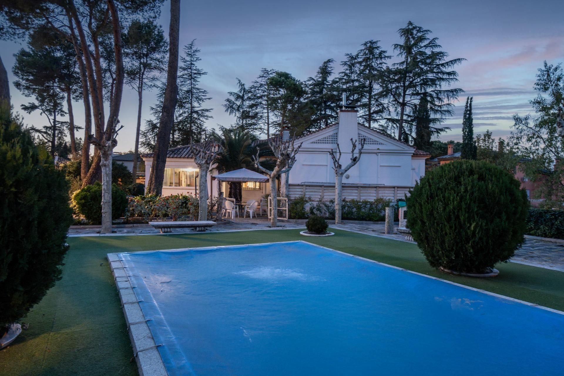 Swimming pool of House or chalet for sale in  Madrid Capital  with Air Conditioner, Heating and Private garden