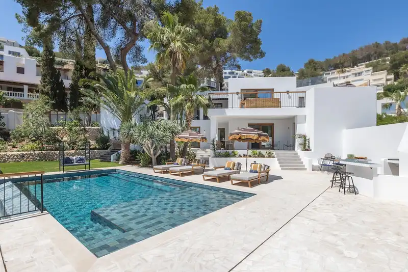 Exterior view of Houses for sale in Santa Eulària des Riu  with Air Conditioner, Private garden and Swimming Pool