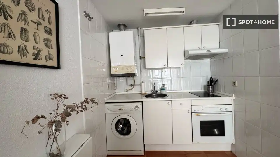 Cuina de Pis de lloguer en Madrid amb Aire condicionat, Calefacció i Moblat