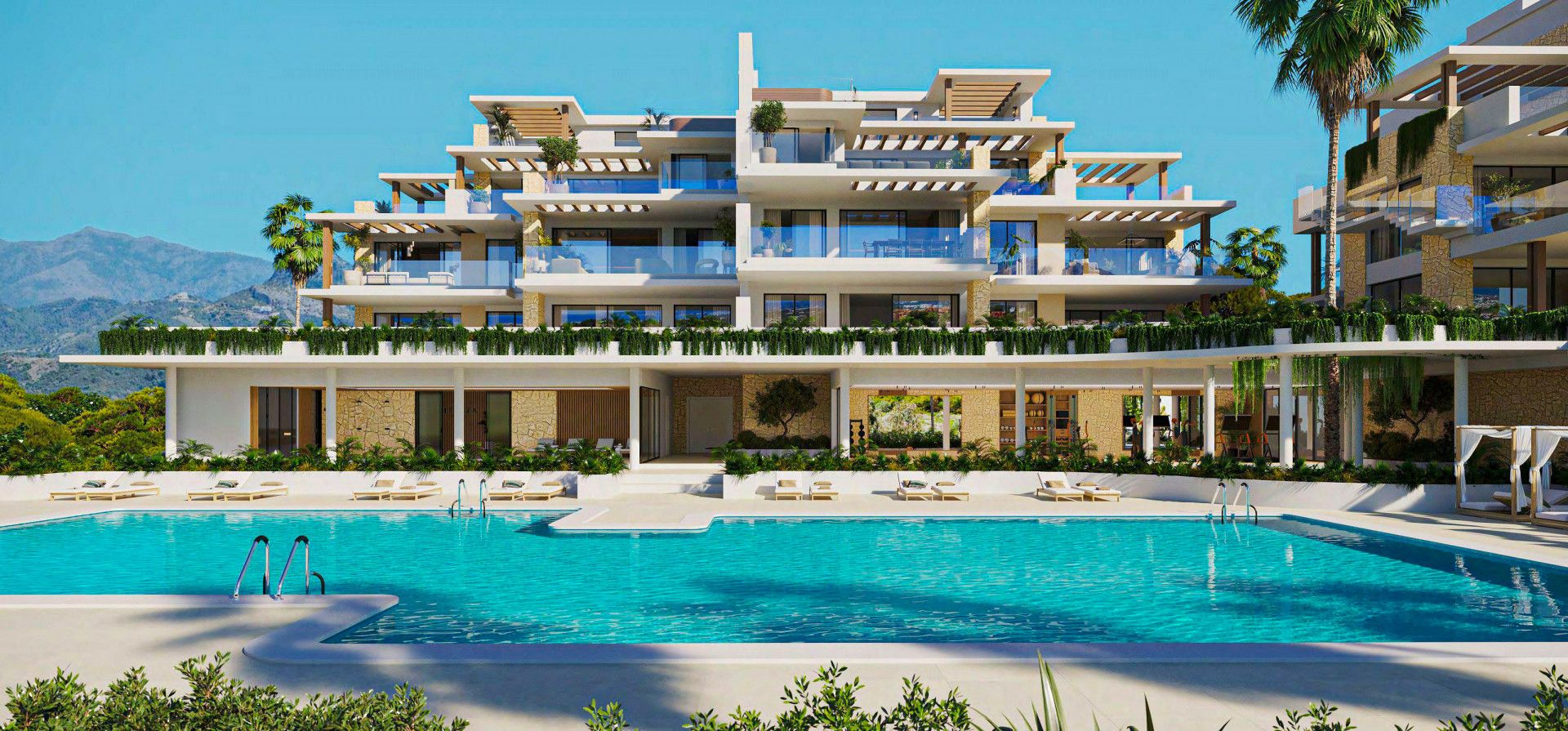 Vista exterior de Planta baja en venta en Estepona con Aire acondicionado, Jardín privado y Terraza