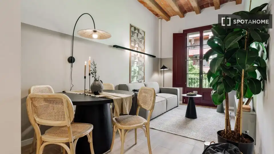 Sala de estar de Piso de alquiler en Barcelona con Aire acondicionado, Calefacción y Amueblado