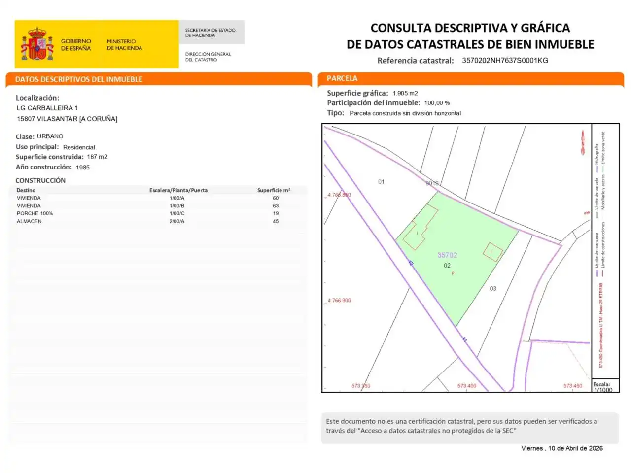 Casa o chalet en venta en Vilasantar con Calefacción y Jardín privado