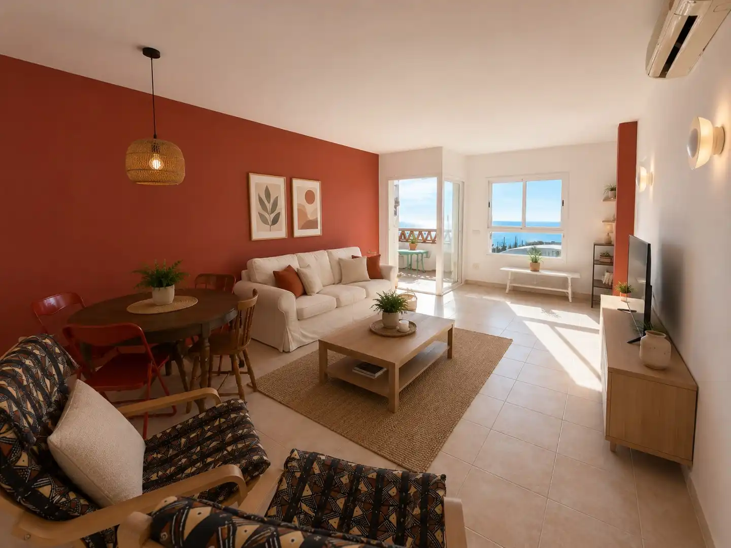 Sala d'estar de Pis en venda en Benalmádena amb Aire condicionat, Terrassa i Moblat