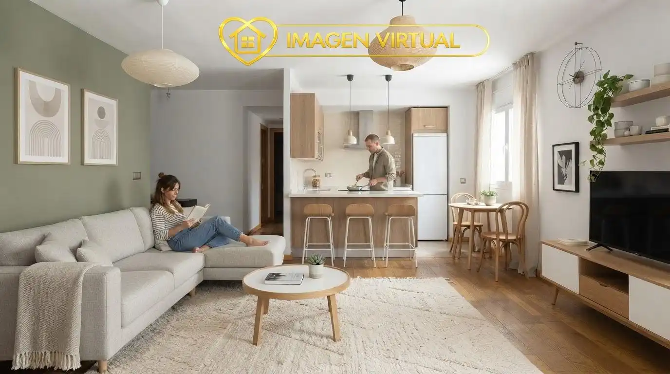 Sala de estar de Piso en venta en Castelldefels con Aire acondicionado, Calefacción y Parquet