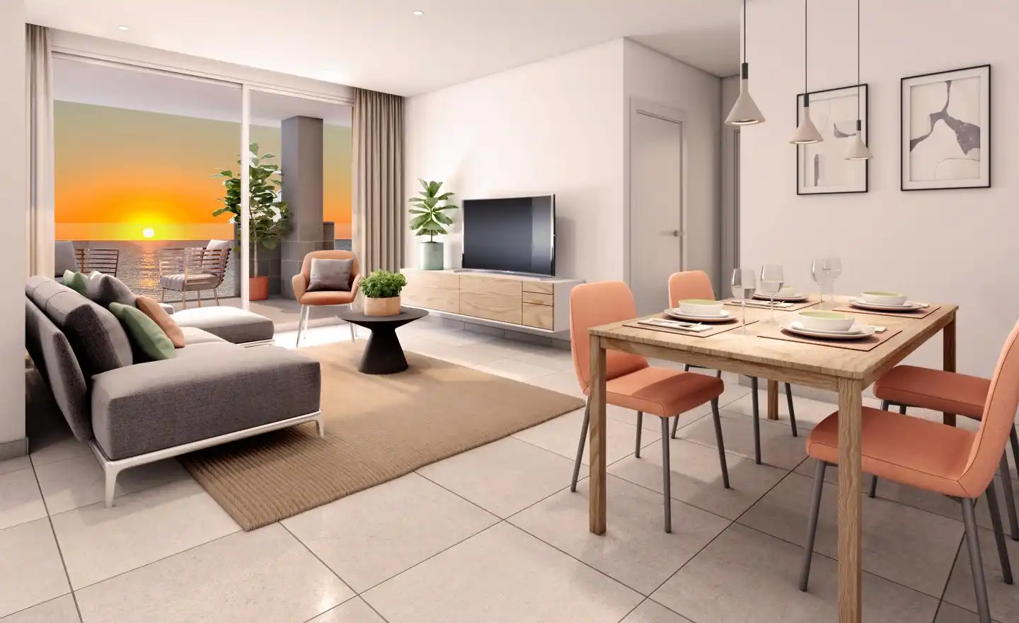 Sala de estar de Apartamento en venta en La Manga del Mar Menor con Jardín privado, Terraza y Piscina