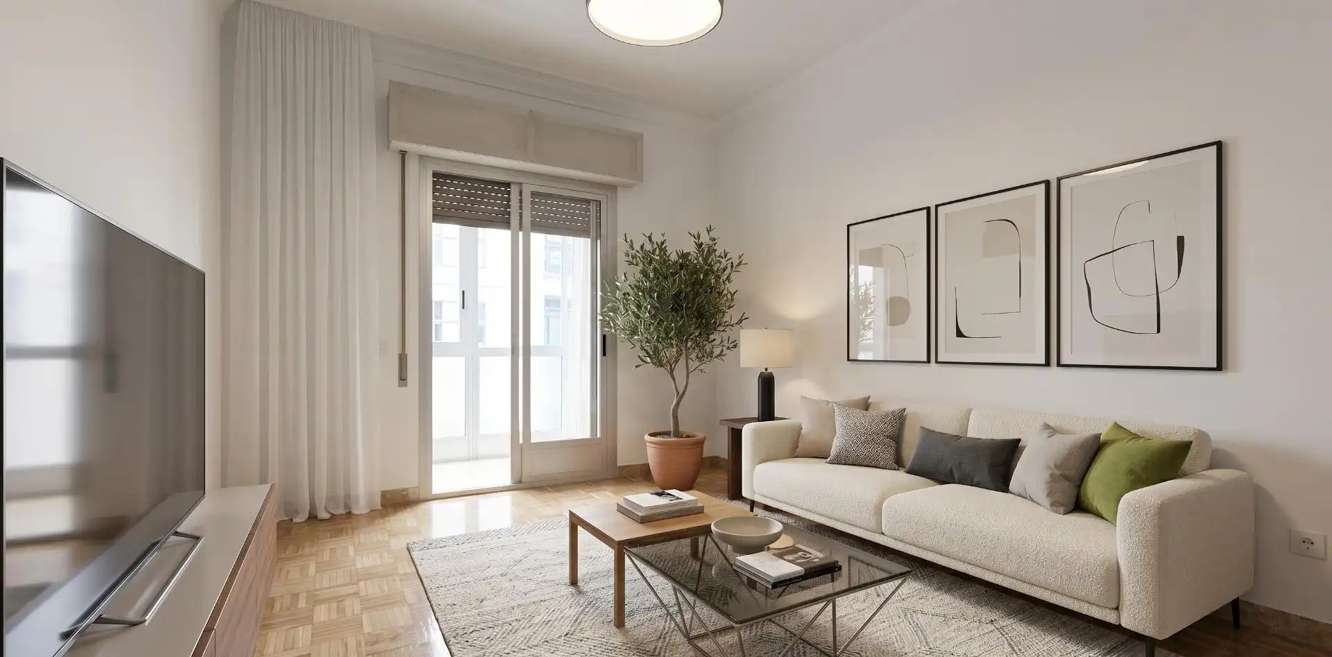 Living room of Flat for sale in Ourense Capital   with Parquet flooring, Storage room and Balcony