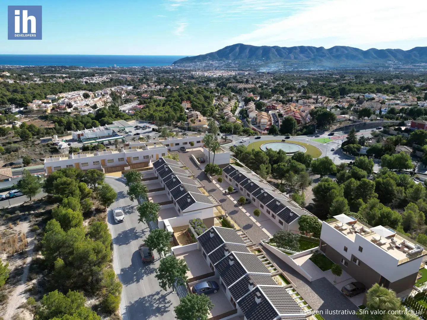 Vista exterior de Casa adosada en venda en La Nucia amb Terrassa i Piscina comunitària