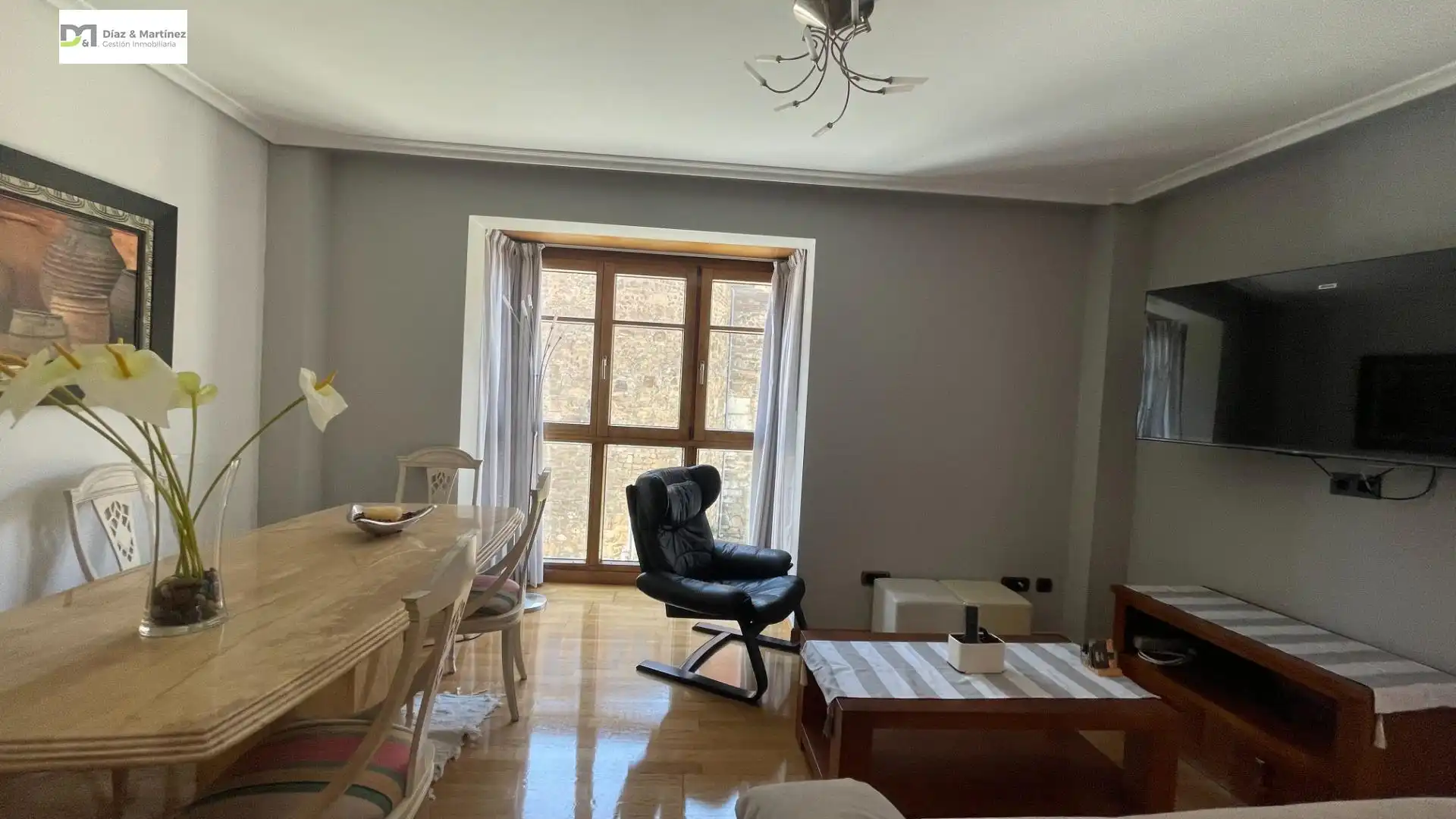 Sala d'estar de Apartament de lloguer en León Capital  amb Calefacció, Parquet i Moblat