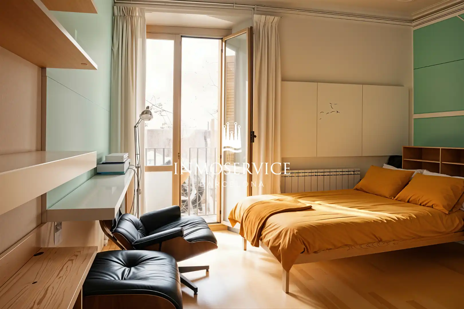 Schlafzimmer von Wohnung zum Verkauf in Barcelona mit Heizung, Parkett und Abstellraum