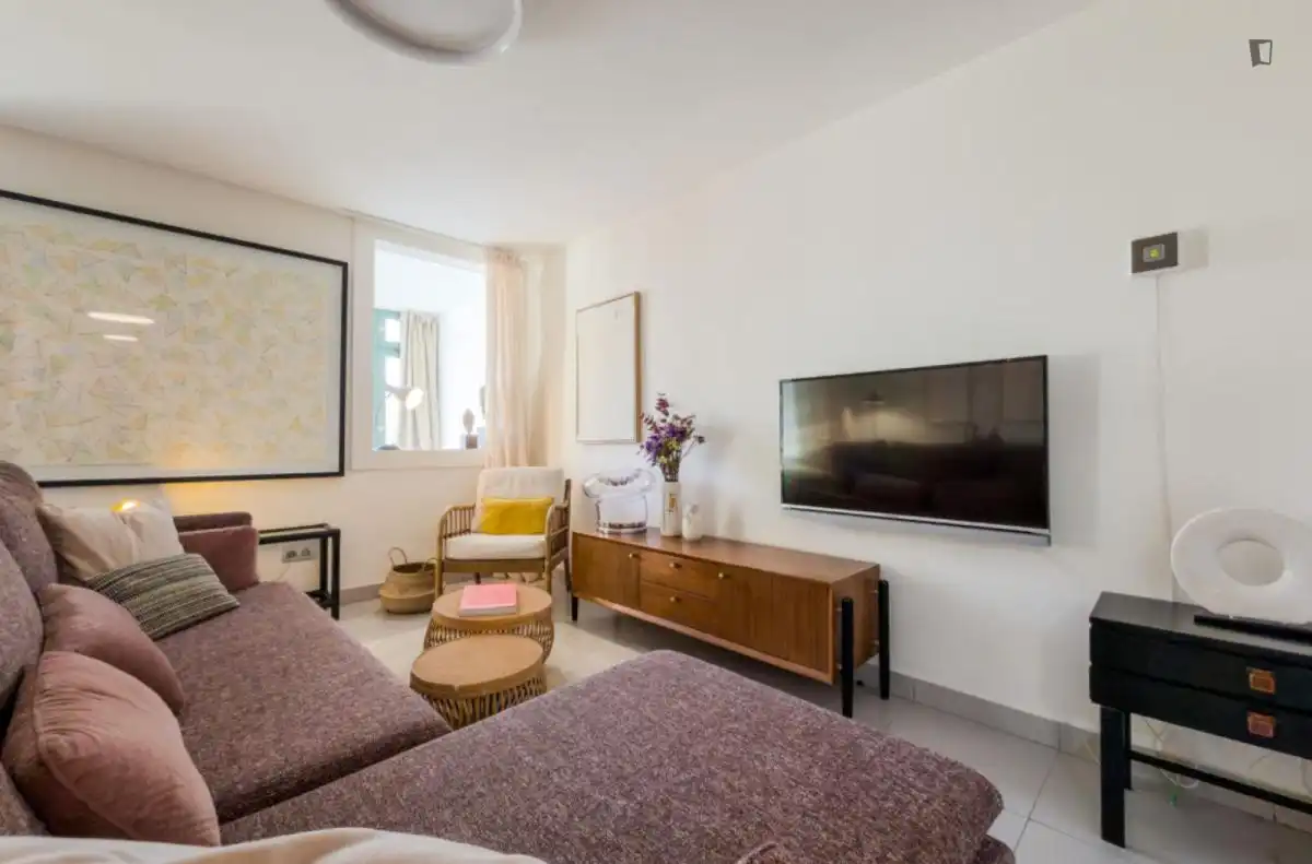 Sala de estar de Apartamento de alquiler en Barcelona con Aire acondicionado, Calefacción y Amueblado