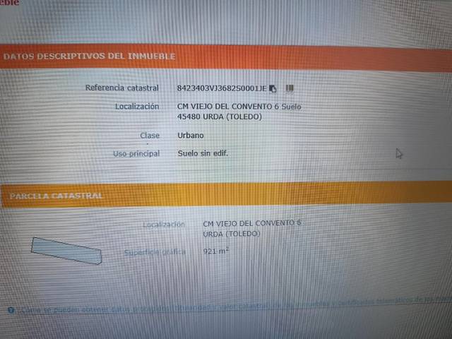 Terreno residencial en Venta en Camino Viejo del Convento, 6 en Urda