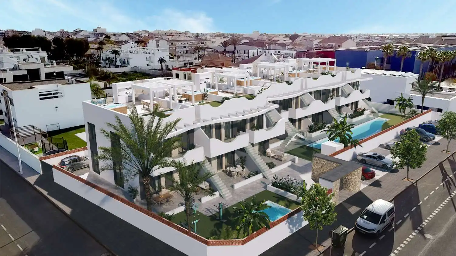 Vista exterior de Apartament en venda en Pilar de la Horadada amb Aire condicionat, Terrassa i Piscina