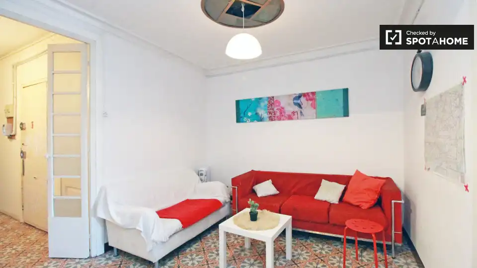 Living room of Flat for share in Barcelona  with Air Conditioner, Heating and Furnished