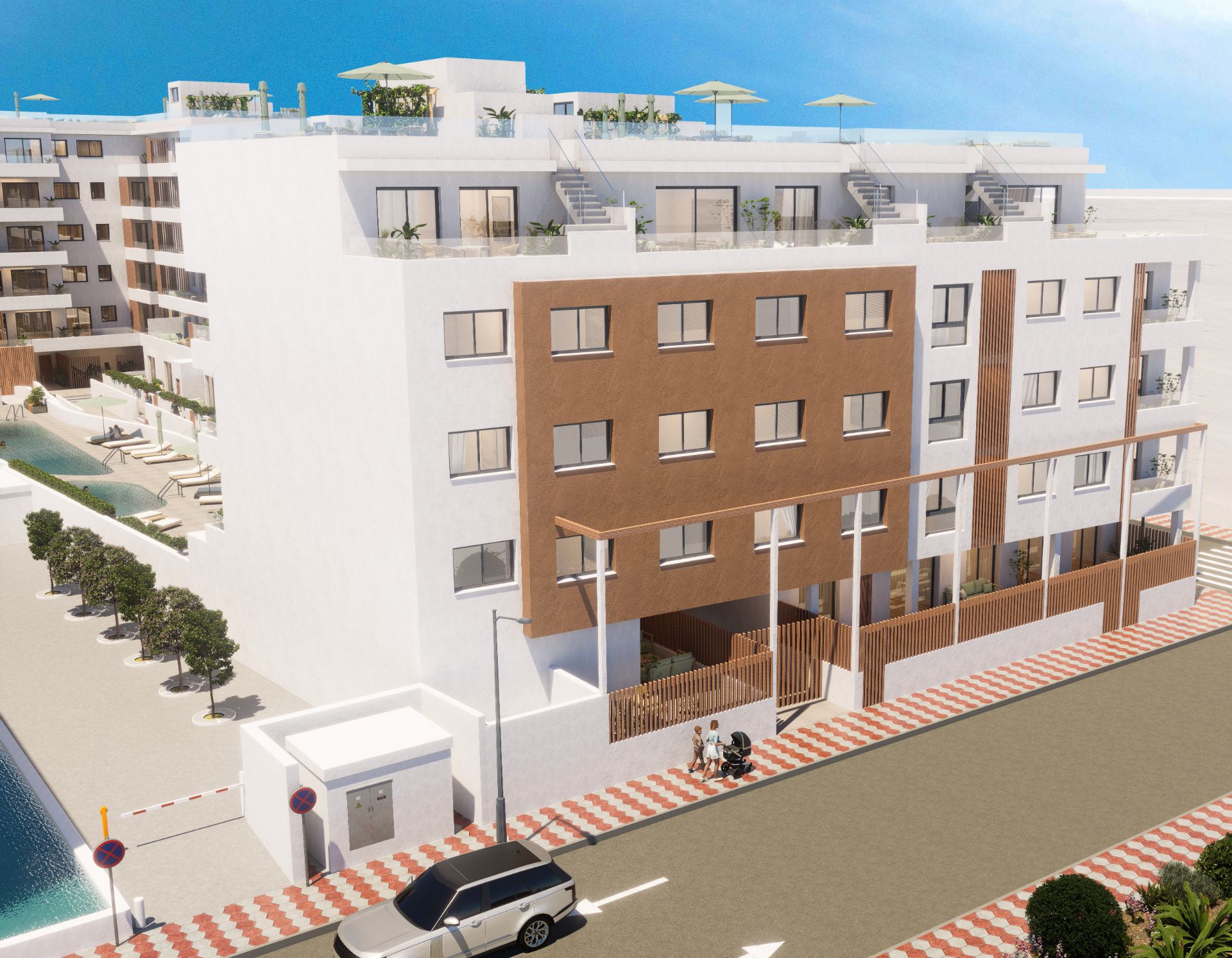 Vista exterior de Piso en venta en Roquetas de Mar con Aire acondicionado, Calefacción y Jardín privado