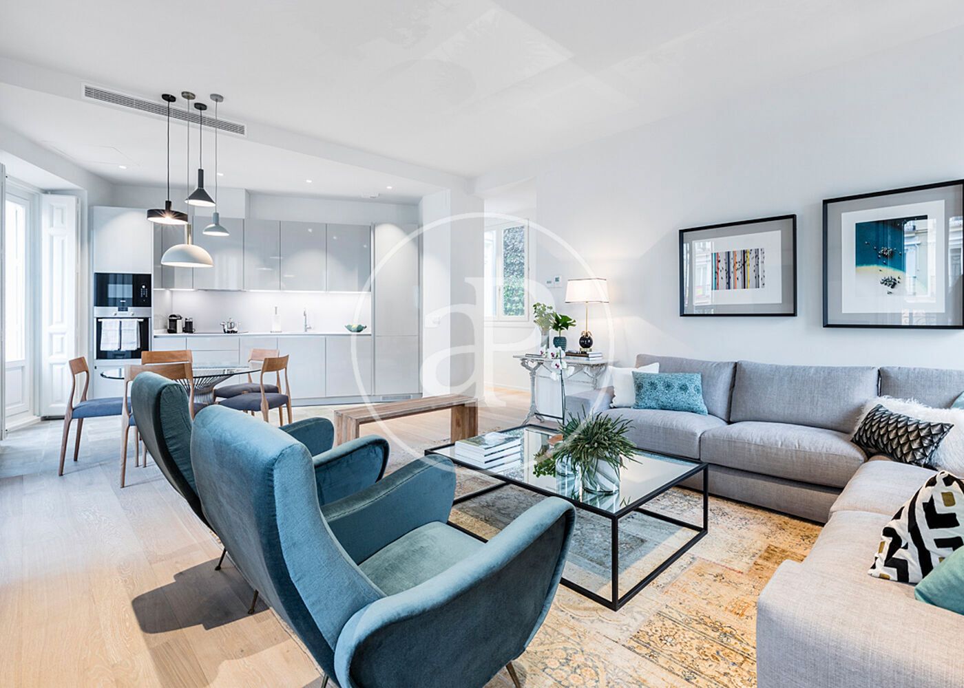 Sala d'estar de Pis de lloguer en  Madrid Capital amb Aire condicionat, Calefacció i Moblat