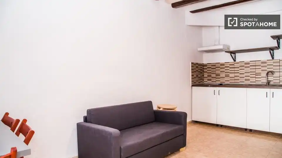 Sala de estar de Piso para compartir en Barcelona con Aire acondicionado, Calefacción y Amueblado