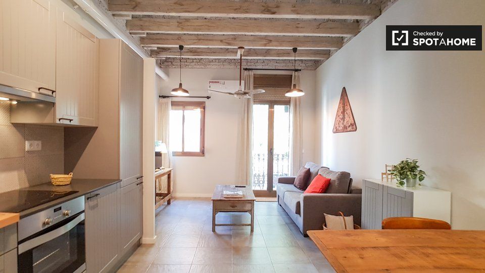 Sala d'estar de Pis de lloguer en  Barcelona Capital amb Aire condicionat, Calefacció i Moblat