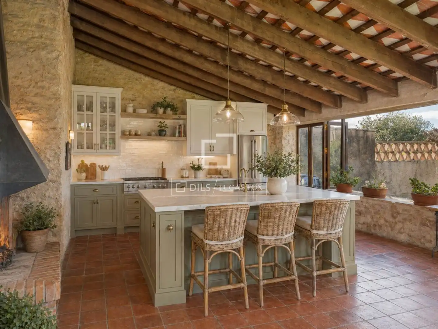 Cocina de Finca rústica en venta en Bàscara con Aire acondicionado, Calefacción y Jardín privado