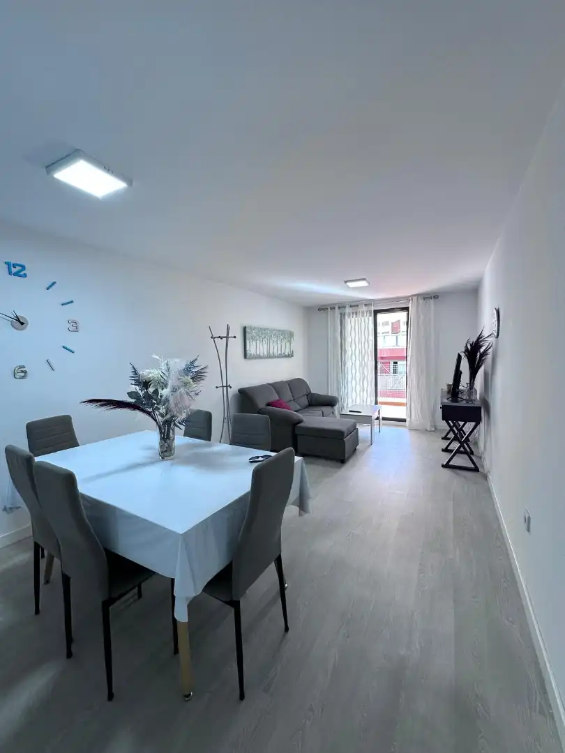 Sala d'estar de Pis de lloguer en Roquetas de Mar amb Aire condicionat, Terrassa i Moblat