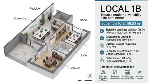 LOCAL CON SALA DE JUNTAS, VARIOS DESPACHOS, OFFICE Y PATIO INTERIOR EN EL CENTRO DE COIN