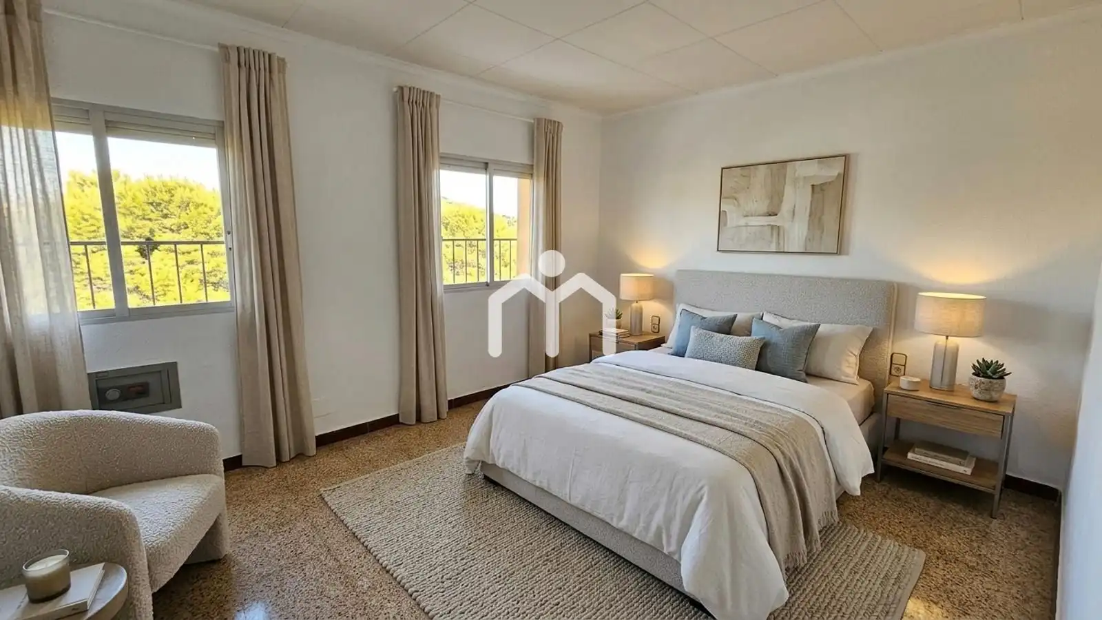 Schlafzimmer von Dachboden zum Verkauf in Montgat mit Klimaanlage, Heizung und Parkett