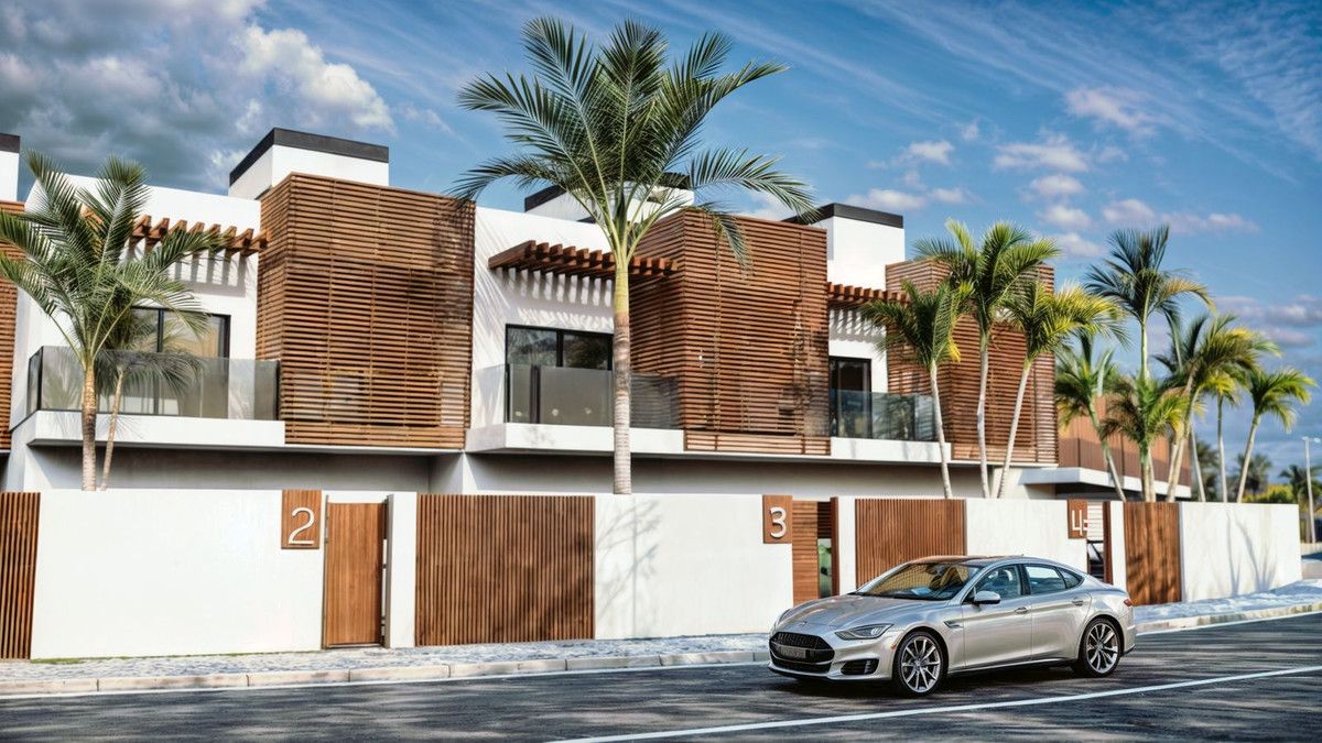 Exterior view of Single-family semi-detached for sale in Estepona  with Air Conditioner, Private garden and Terrace
