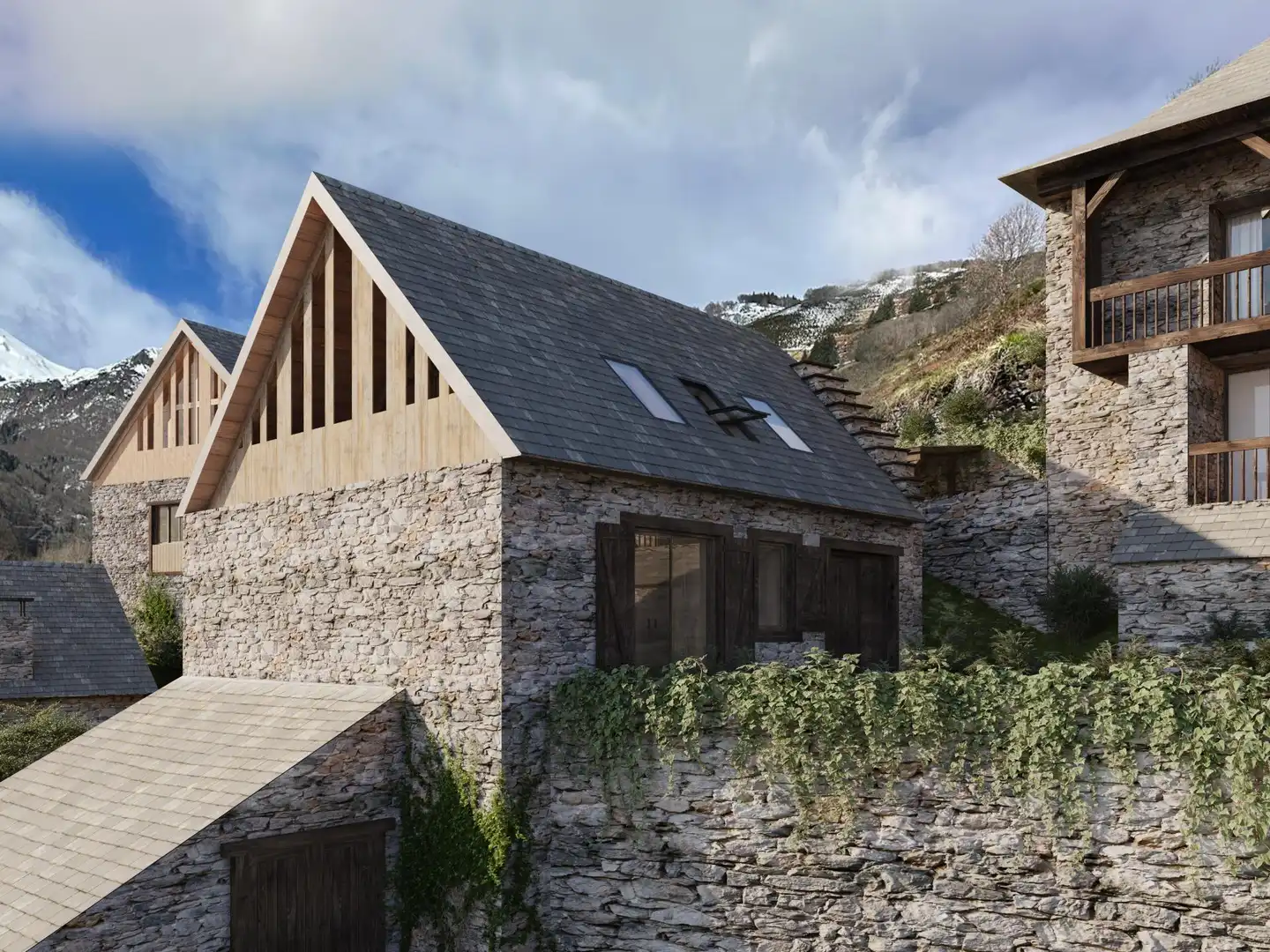 Vista exterior de Casa o chalet en venta en Bausen con Calefacción, Jardín privado y Terraza