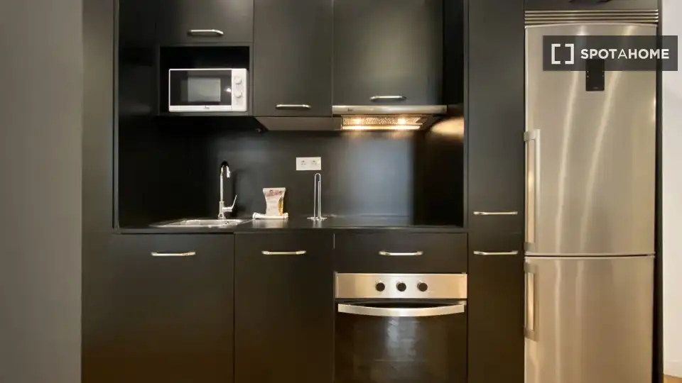 Cuina de Apartament per a compartir en Madrid amb Aire condicionat, Terrassa i Moblat