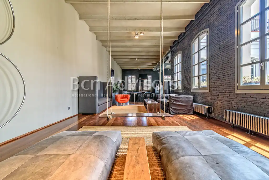 Sala de estar de Ático de alquiler en Barcelona con Aire acondicionado, Calefacción y Terraza