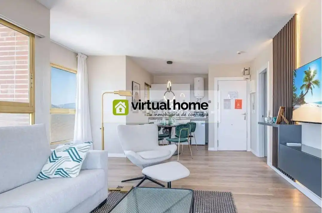Living room of Flat for sale in Benidorm  with Air Conditioner, Terrace and Furnished