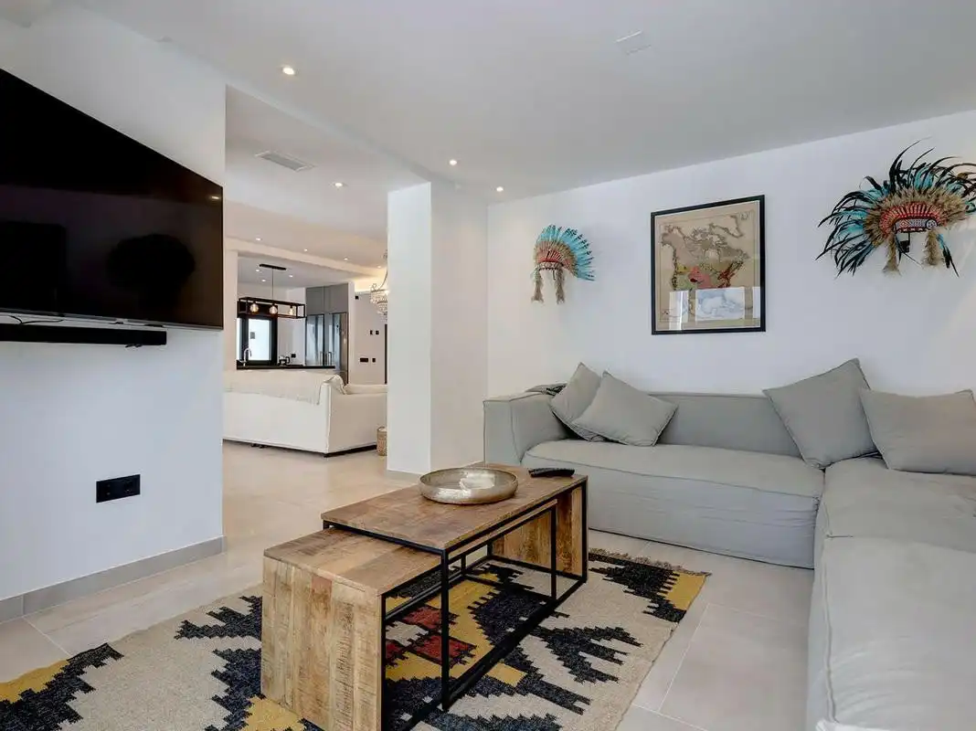 Wohnzimmer von Haus oder Chalet zur Miete in Marbella mit Klimaanlage, Privatgarten und Terrasse