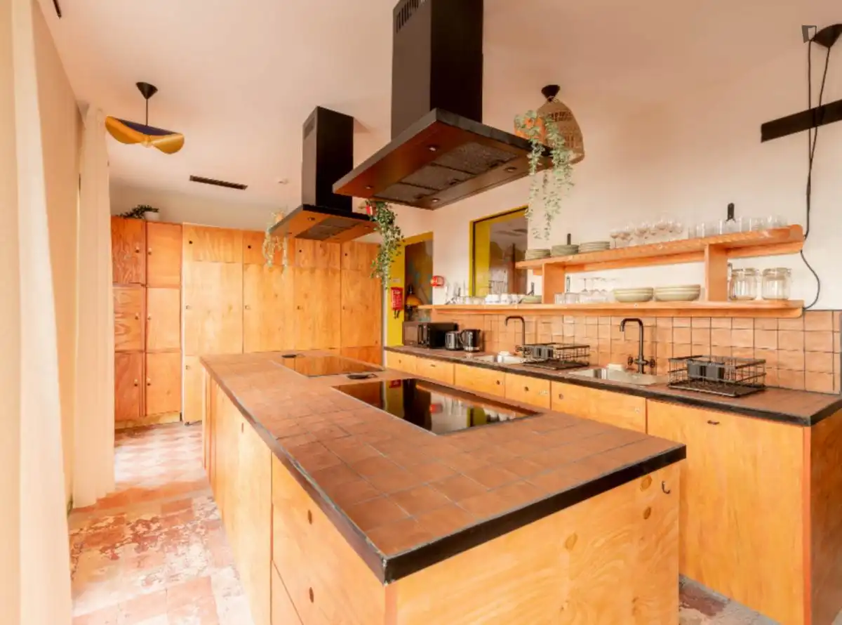 Cuina de Apartament per a compartir en Madrid amb Aire condicionat, Calefacció i Moblat