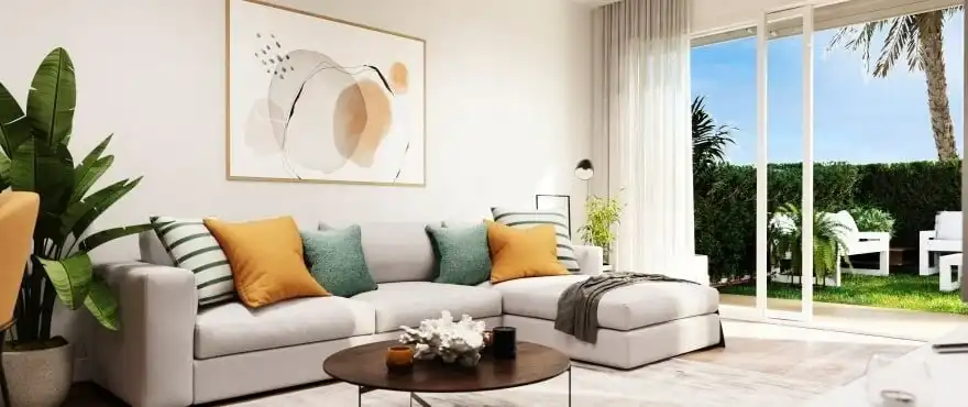 Sala d'estar de Apartament en venda en Santa Pola amb Aire condicionat, Jardí privat i Parquet