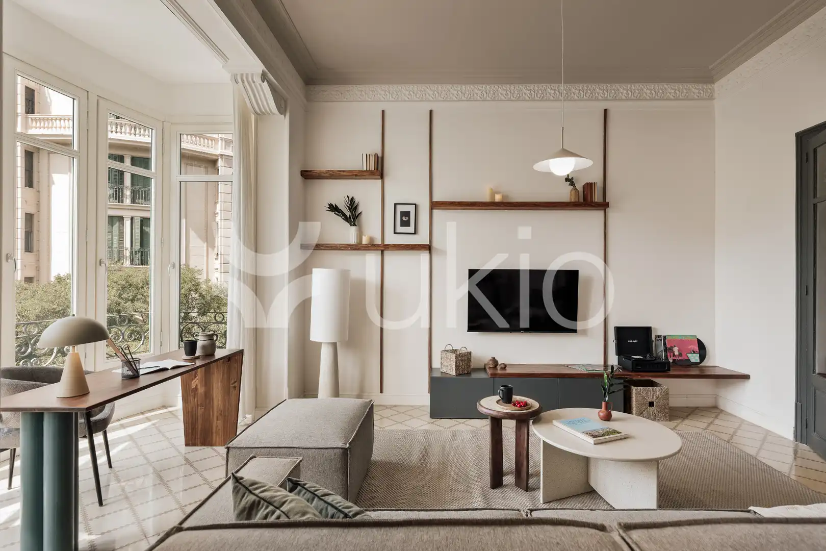 Sala de estar de Apartamento de alquiler en Barcelona con Aire acondicionado, Calefacción y Amueblado